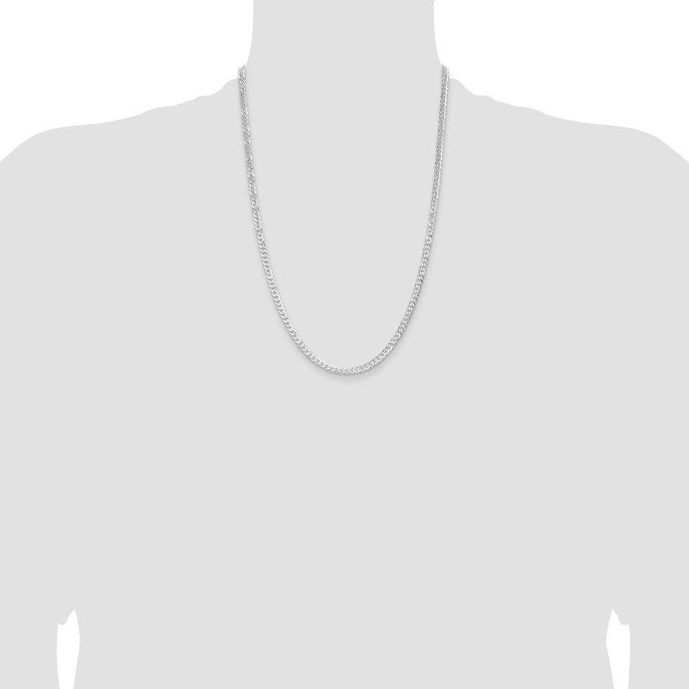Buy Stylish Rhodium-Plated Sterling Silver 3.8mm Flat Curb Chain - Affordable Elegance