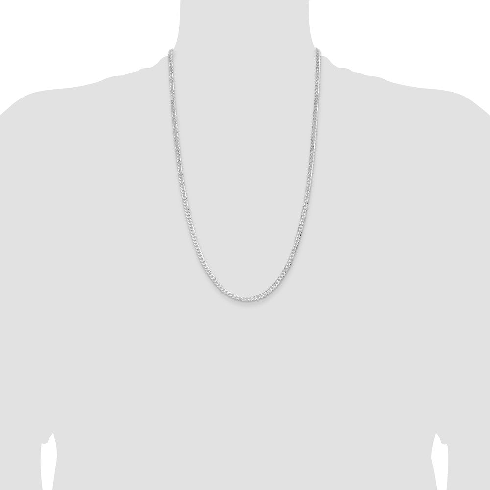 Buy Stylish Rhodium-Plated Sterling Silver 3.8mm Flat Curb Chain - Affordable Luxury
