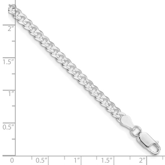 Buy Stylish Rhodium-Plated Sterling Silver 3.8mm Flat Curb Chain - Affordable Value