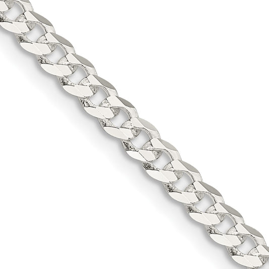 Exclusive 3.8mm Flat Curb Chain in Sterling Silver - Stylish & Affordable Value!