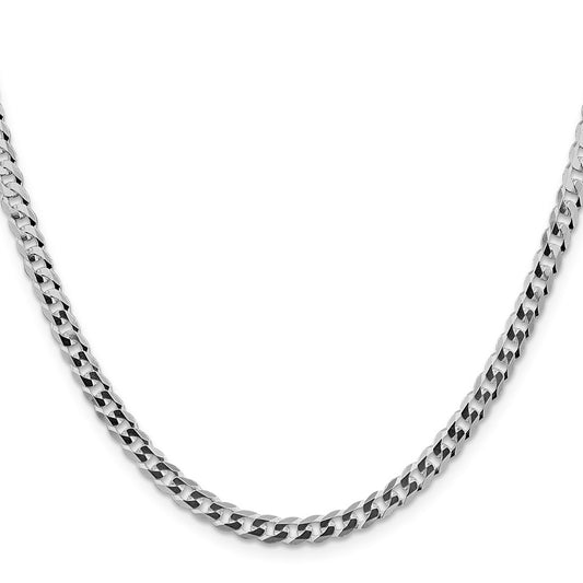 Buy Stylish Rhodium-Plated Sterling Silver 4.7mm Flat Curb Chain - Luxury Value!