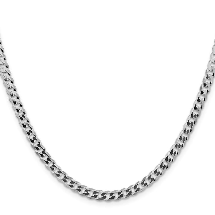Buy Stylish Rhodium-Plated Sterling Silver 4.7mm Flat Curb Chain - Luxury Value!-2