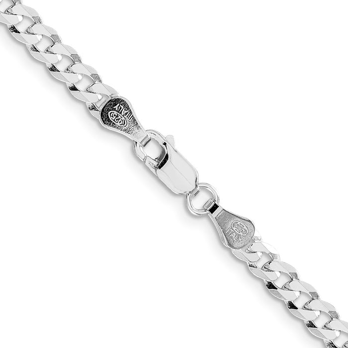 Buy Stylish Rhodium-Plated Sterling Silver 4.7mm Flat Curb Chain - Luxury Value!-3