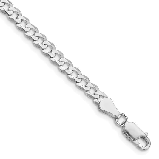 Buy Stylish Rhodium-Plated Sterling Silver 4.7mm Flat Curb Chain - Luxury Value!