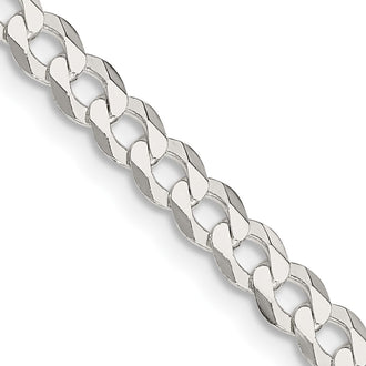 High-Quality 4.7mm Flat Curb Chain in Sterling Silver - Affordable Elegance!