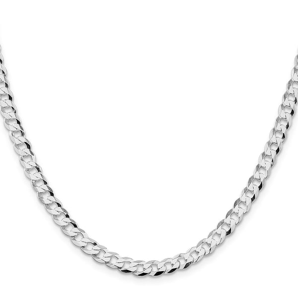 Rhodium-Plated Sterling Silver 5.75mm Flat Curb Chain - Style GR1-1032239