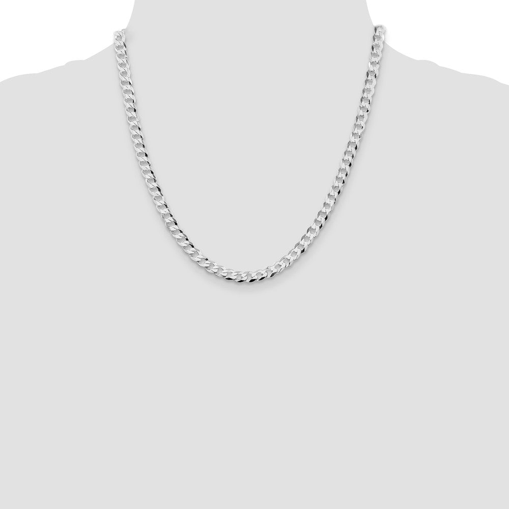 Buy Stylish Rhodium-Plated Sterling Silver 5.75mm Flat Curb Chain