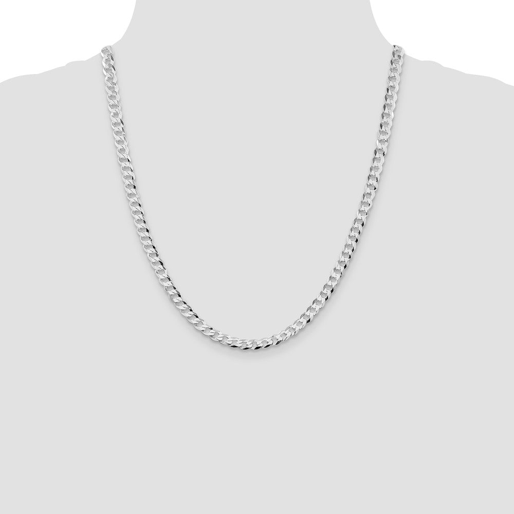 High-Quality Rhodium-Plated Sterling Silver 5.75mm Curb Chain - Affordable Luxury