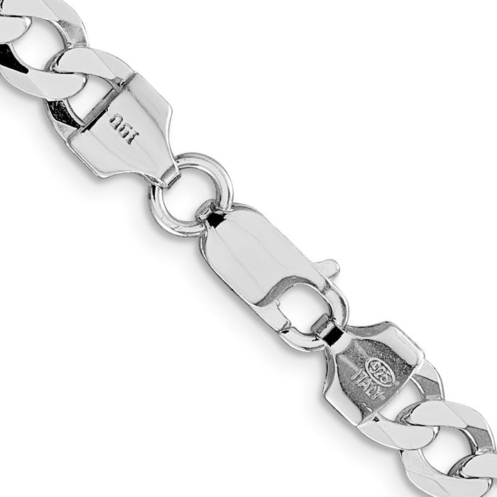 Buy Stylish Rhodium-Plated Sterling Silver 6.8mm Flat Curb Chain - Affordable Luxury-3