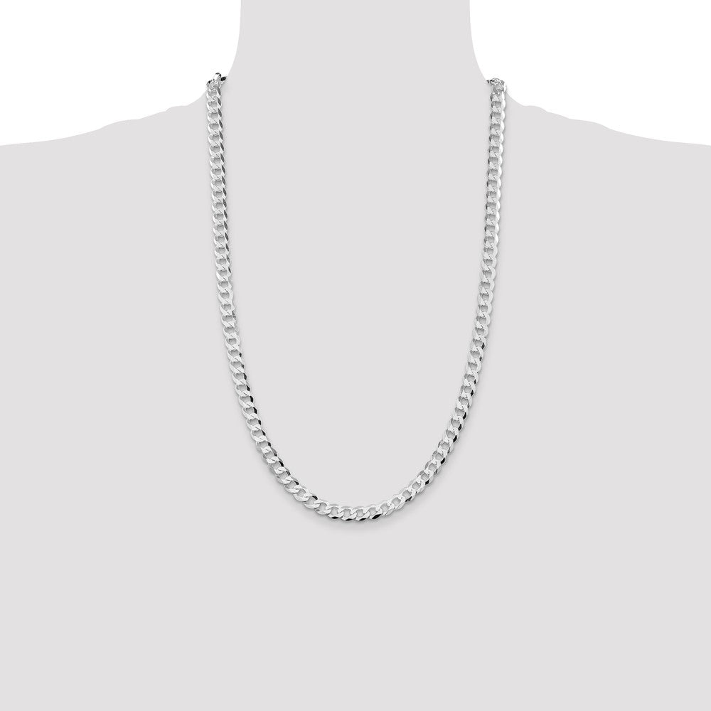 Buy Stylish Rhodium-Plated Sterling Silver 6.8mm Flat Curb Chain - Affordable Luxury