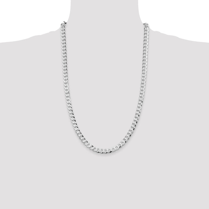 Buy Stylish Rhodium-Plated Sterling Silver 6.8mm Flat Curb Chain - Affordable Luxury-4