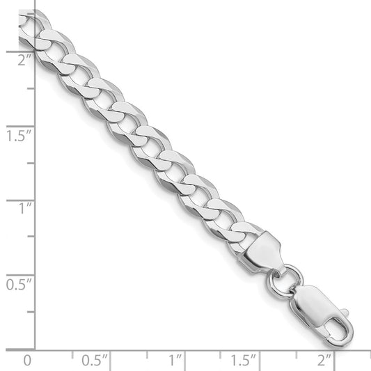 Buy Stylish Rhodium-Plated Sterling Silver 6.8mm Flat Curb Chain - Affordable Luxury!