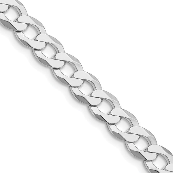 Rhodium-Plated Sterling Silver 6.8mm Flat Curb Chain - Style GR1-1032330