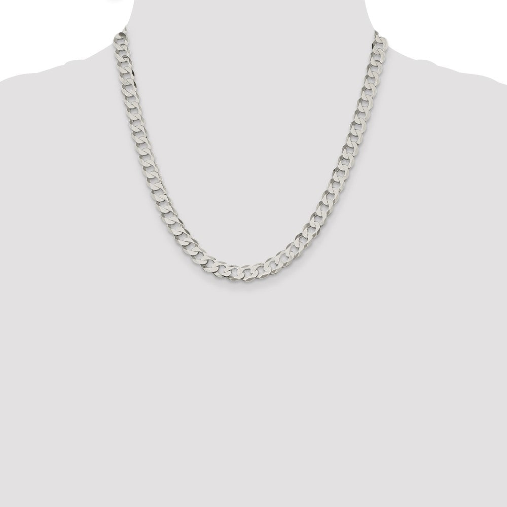 High-Quality 7.5mm Flat Curb Chain in Sterling Silver - Stylish Value Piece