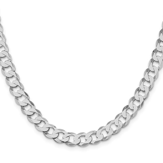 Buy Stylish Rhodium-Plated Sterling Silver 7.5mm Flat Curb Chain - Affordable Elegance