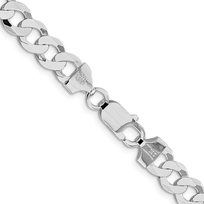 Buy Stylish Rhodium-Plated Sterling Silver 7.5mm Flat Curb Chain - Affordable Elegance-3