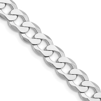 Buy Stylish Rhodium-Plated Sterling Silver Flat Curb Chain 7.5mm - Affordable Luxury!