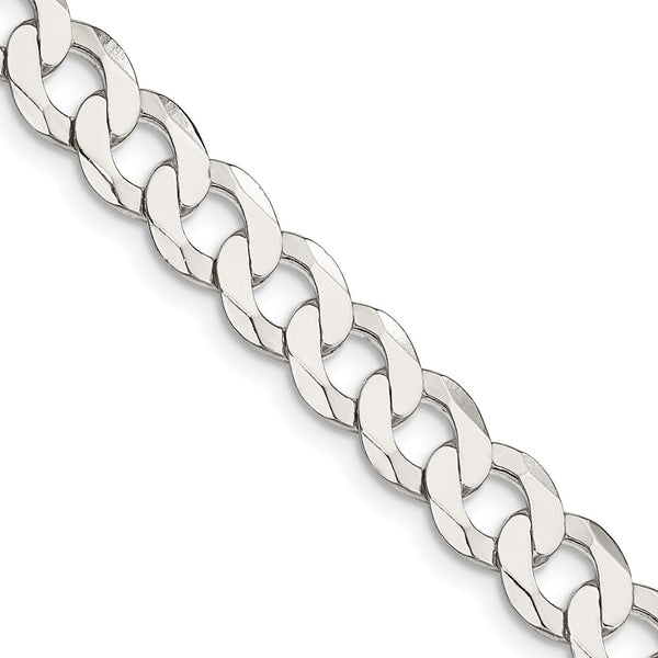 7.5mm Flat Curb Chain in Sterling Silver