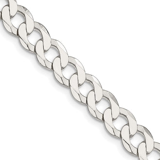 High-Quality 7.5mm Flat Curb Chain in Sterling Silver - Stylish Value Piece