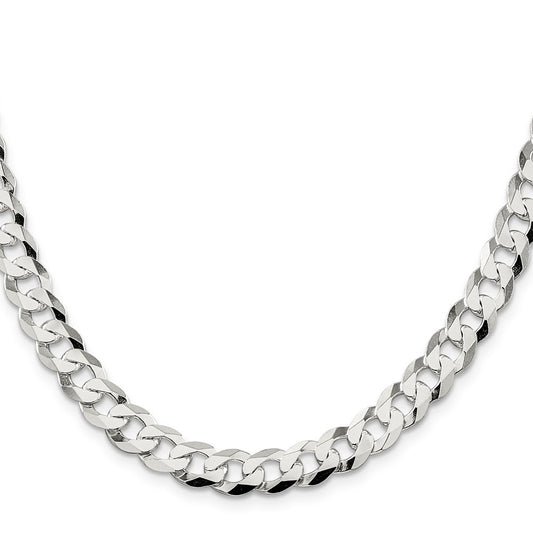 Buy 8.5mm Flat Curb Chain in Sterling Silver - Stylish & Affordable Jewelry!