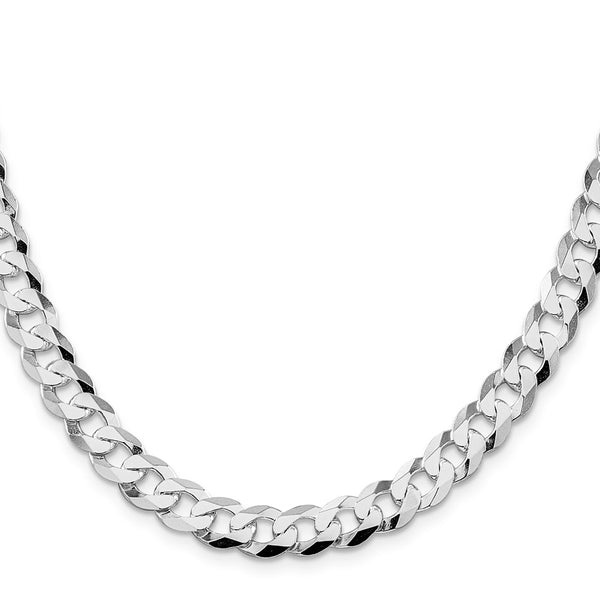 8.5mm Rhodium-Plated Sterling Silver Flat Curb Chain - Style GR1-1032466