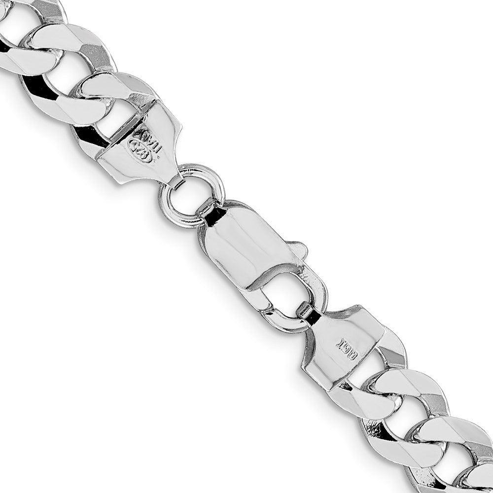Buy Stylish 8.5mm Rhodium-Plated Sterling Silver Flat Curb Chain | Luxury Value