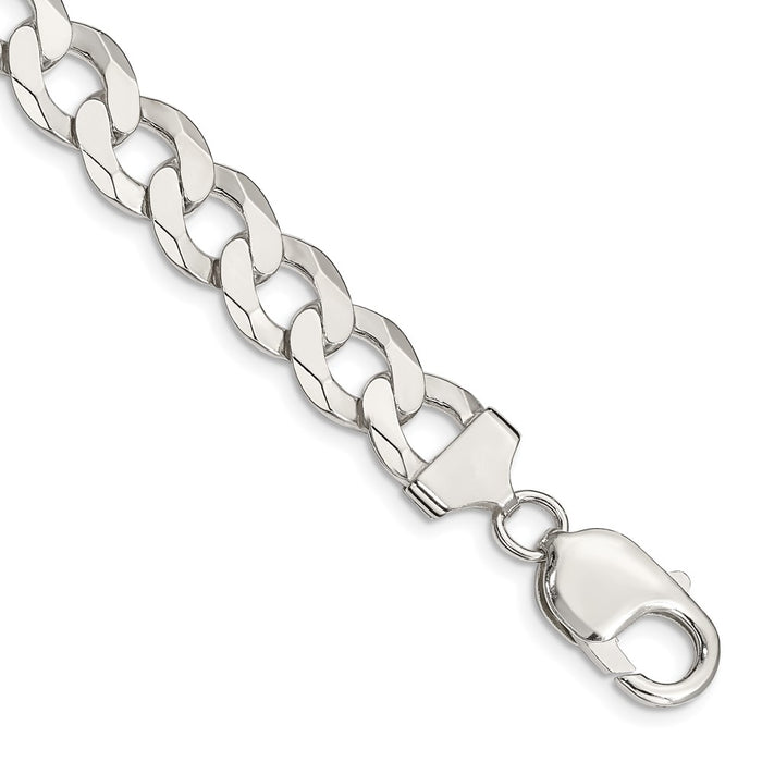 High-Quality 9.75mm Sterling Silver Flat Curb Link Chain - Stylish & Affordable!-1