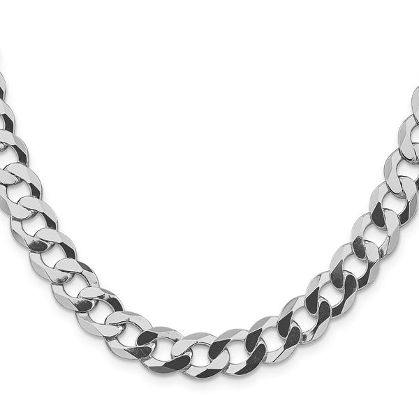 9.75mm Rhodium-Plated Sterling Silver Flat Curb Chain - Style GR1-1032498