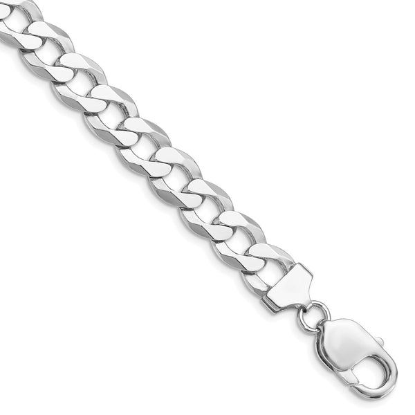 Rhodium-Plated Sterling Silver 9.75mm Flat Curb Chain - Style GR1-1030386