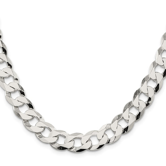 Buy Stylish 11.75mm Sterling Silver Flat Curb Link Chain - Affordable Luxury!