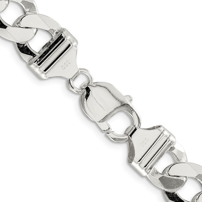 Buy Stylish 11.75mm Sterling Silver Flat Curb Link Chain - Affordable Luxury!-3
