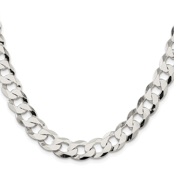 Rhodium-Plated Sterling Silver 11.75mm Flat Curb Chain - Style GR1-1032519
