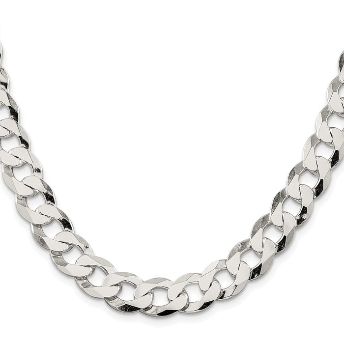 Exclusive Rhodium-Plated Sterling Silver 11.75mm Flat Curb Chain - Stylish Value-2