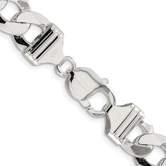 Exclusive Rhodium-Plated Sterling Silver 11.75mm Flat Curb Chain - Stylish Value-3