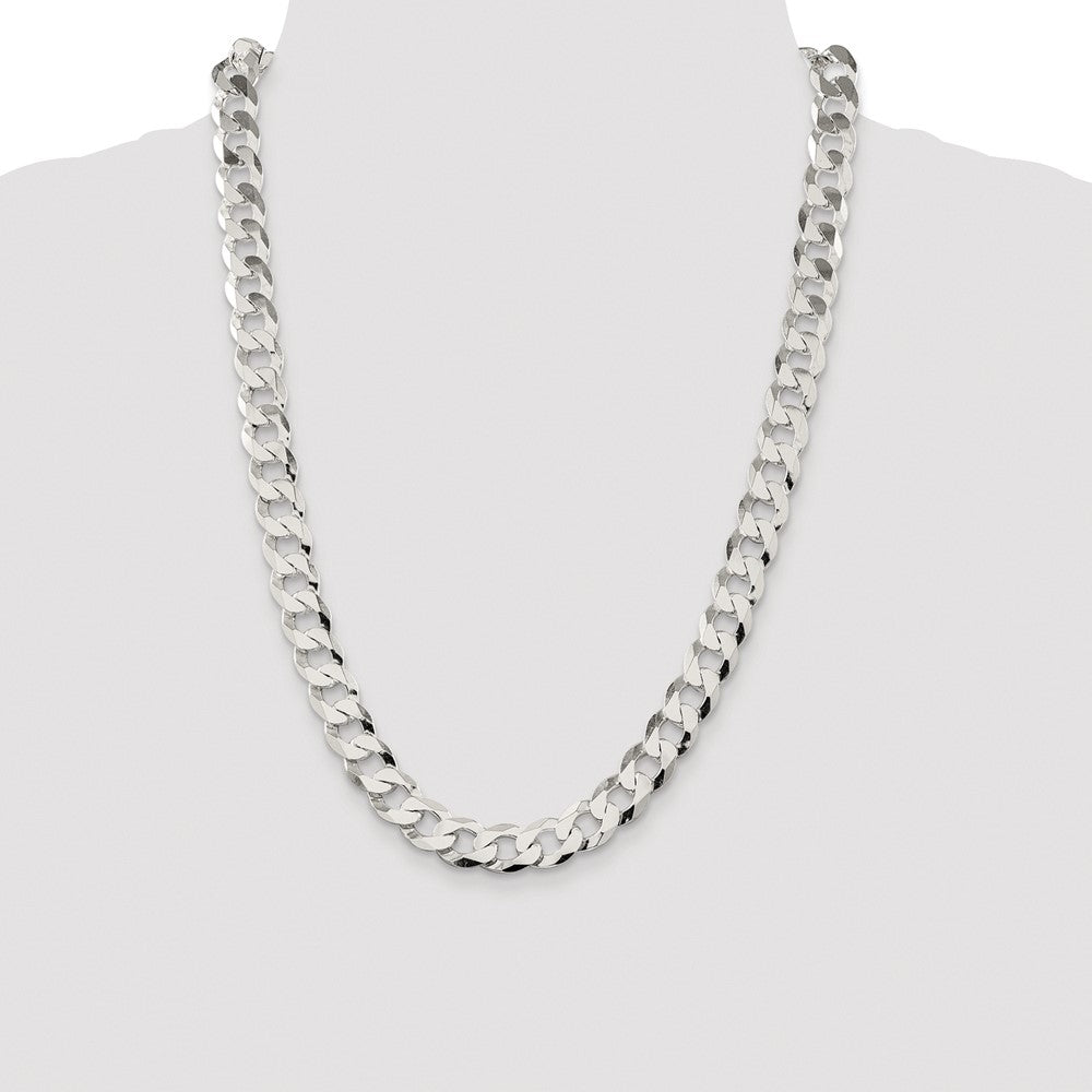 Exclusive Rhodium-Plated Sterling Silver 11.75mm Flat Curb Chain - Stylish Value