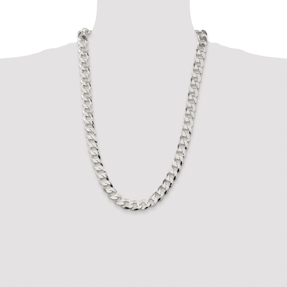 Exclusive Rhodium-Plated Sterling Silver 11.75mm Flat Curb Chain - Stylish Value!