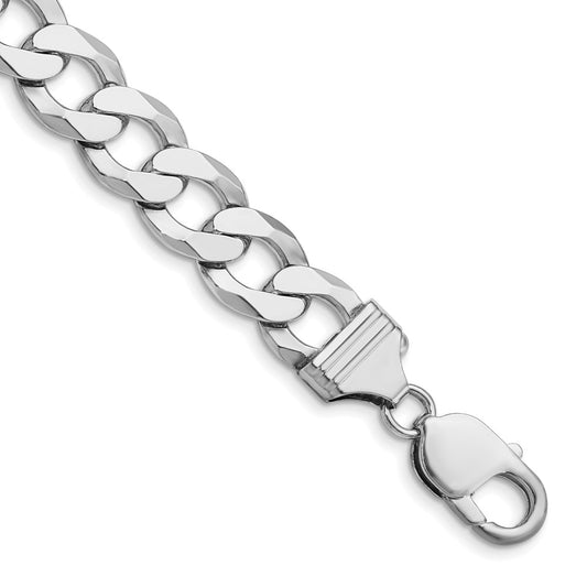 Buy Stylish Rhodium-Plated Sterling Silver 11.75mm Flat Curb Chain - Affordable Value!
