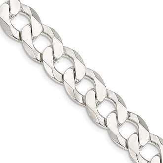 Buy Stylish 11.75mm Sterling Silver Flat Curb Link Chain - Affordable Luxury!