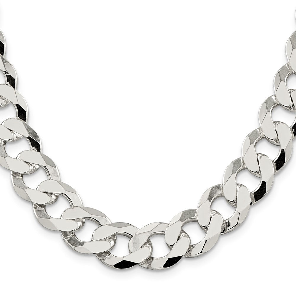 High-Quality 14mm Flat Curb Chain in Sterling Silver - Stylish & Affordable!