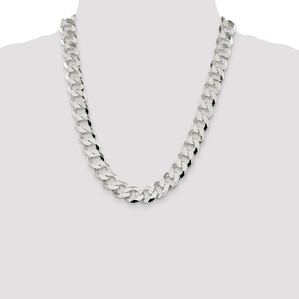 High-Quality 14mm Flat Curb Chain in Sterling Silver - Stylish & Affordable!