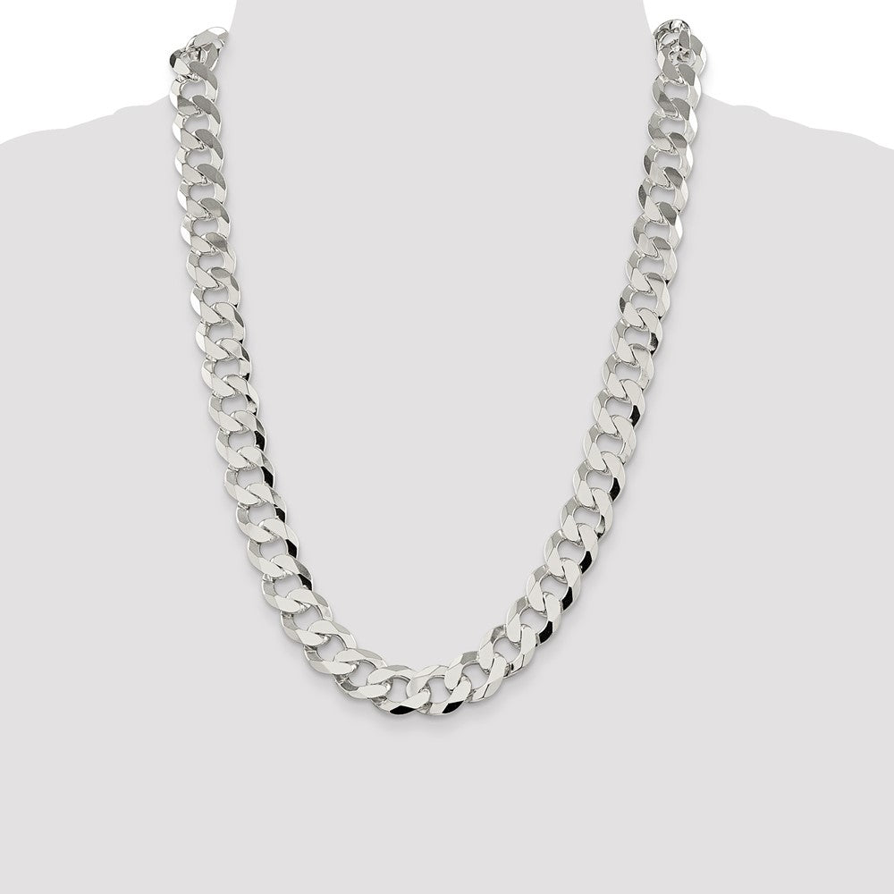 High-Quality 14mm Flat Curb Chain in Sterling Silver - Stylish & Affordable!