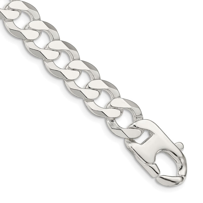 Buy Stylish 14mm Flat Curb Chain in Sterling Silver - Affordable Luxury Jewelry-1