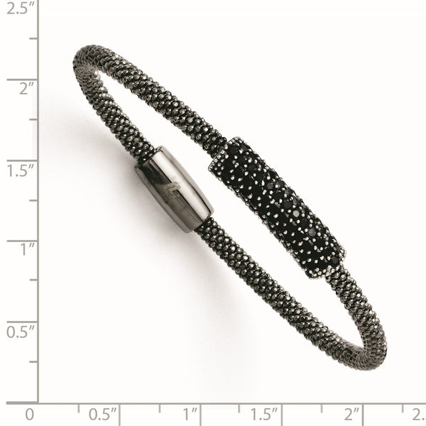 Ruthenium-Plated Black CZ Bracelet - Magnetic Clasp