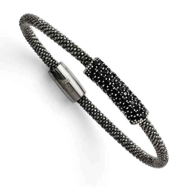 Ruthenium-Plated Black CZ Bracelet - Magnetic Clasp