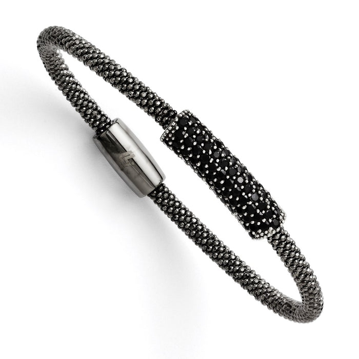 Shop Stylish Ruthenium-Plated Black CZ Bracelet - High-Quality Magnetic Clasp-1