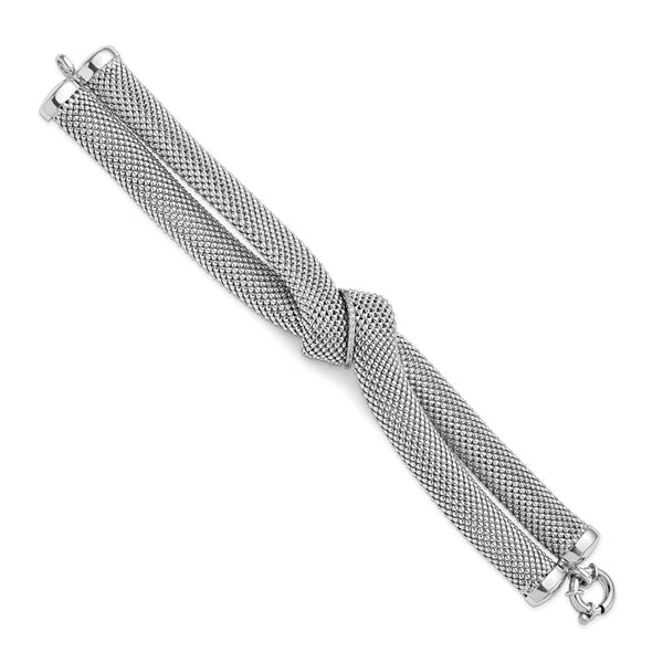 Rhodium-Plated Sterling Silver CZ Knot Bracelet - 7.5" Length