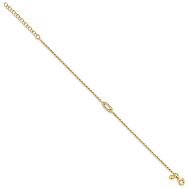 Polished 1.5-Inch Sterling Silver Gold-Plated Bracelet - CZ Accents