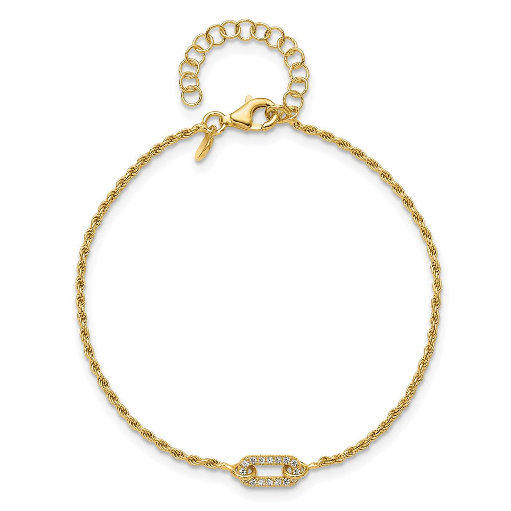 Exclusive Polished 1.5-Inch Sterling Silver Gold-Plated Bracelet - Stylish CZ Accents