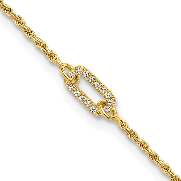 Polished 1.5-Inch Sterling Silver Gold-Plated Bracelet - CZ Accents