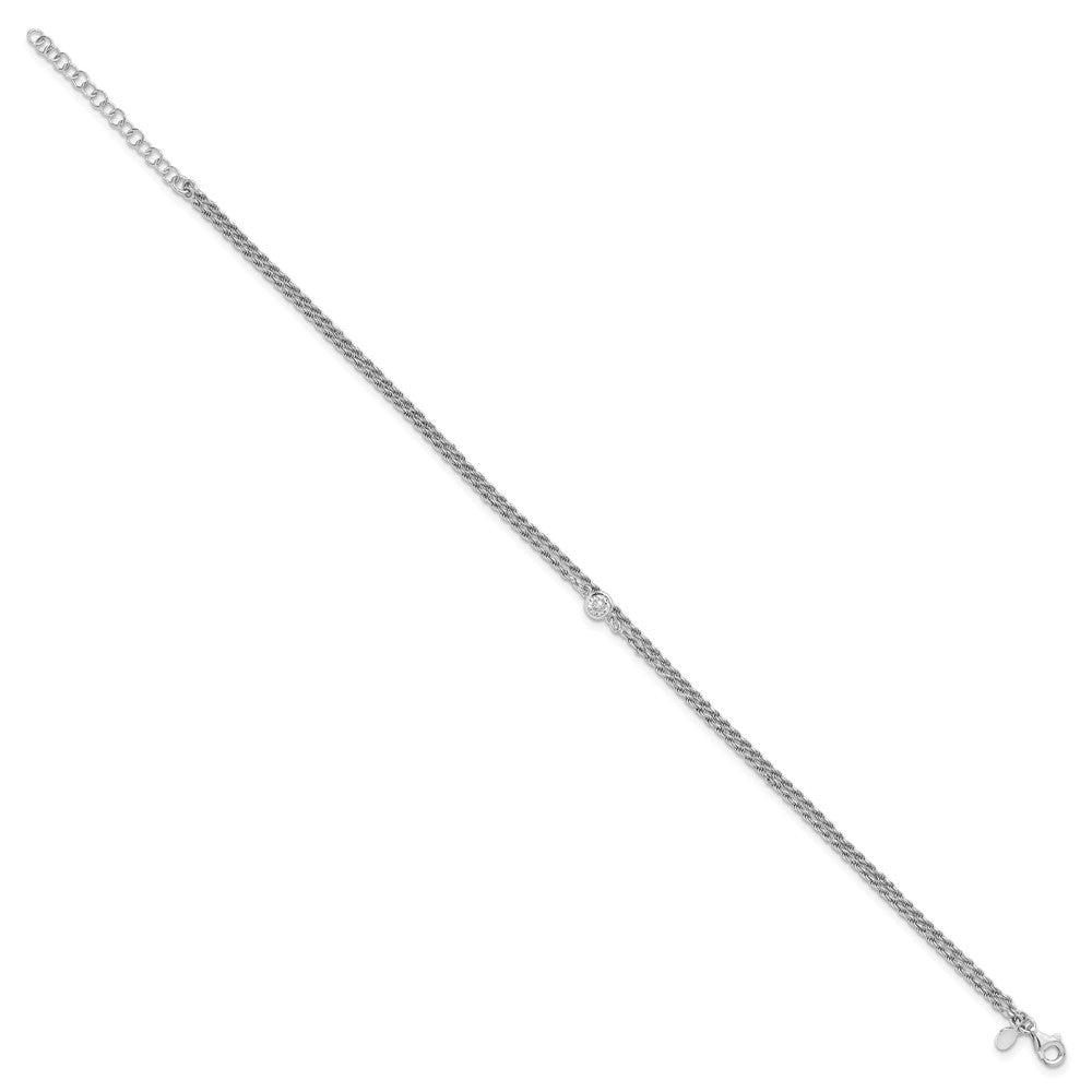 Shop Stylish 9-Inch Polished Sterling Silver CZ 2-Strand Bracelet - RH-Plated